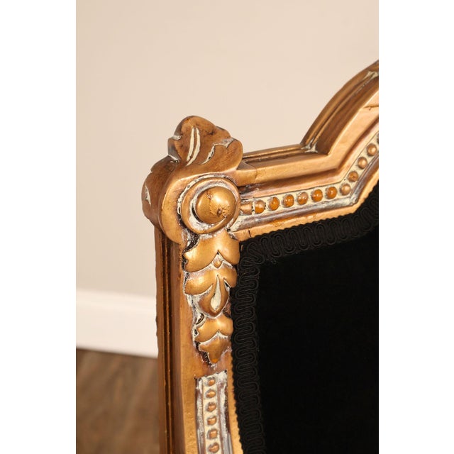 Gold Louis XVI Style Giltwood Armchair With Black Upholstery For Sale - Image 8 of 18