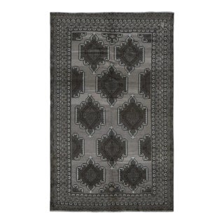 1960 6'3"x9'10" Gray Earthtone Color Vintage Afghan Balooch Hand Knotted All Wool Rug For Sale