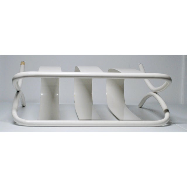 1980s Amisco White Metal Magazine Rack Holder For Sale - Image 4 of 6