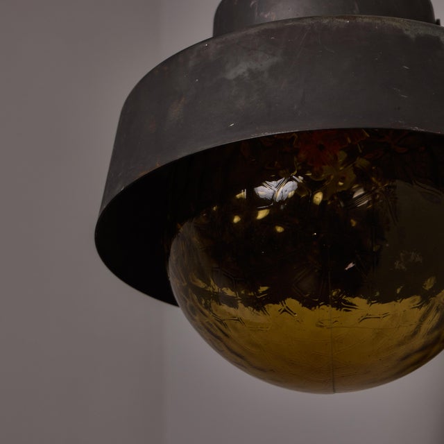 1970s Patinated Metal and Textured Amber Glass Outdoor Sconce Attributed to Hans Agne Jakobsson For Sale - Image 15 of 17