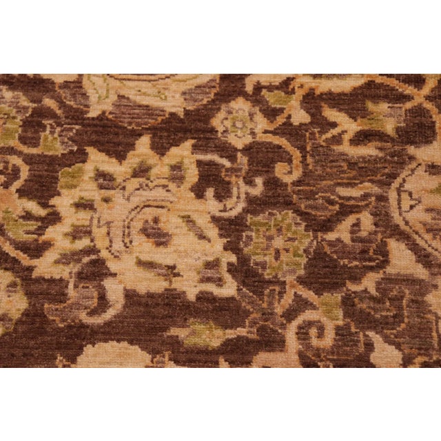Boho Chic Ziegler Brown Tan Hand-Knotted Wool Rug - 7'7'' X 10'0'' For Sale - Image 4 of 8