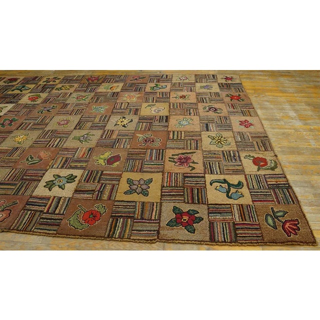 1920s Antique American Hooked Rug 8' 2" x 11' 10" For Sale - Image 5 of 9