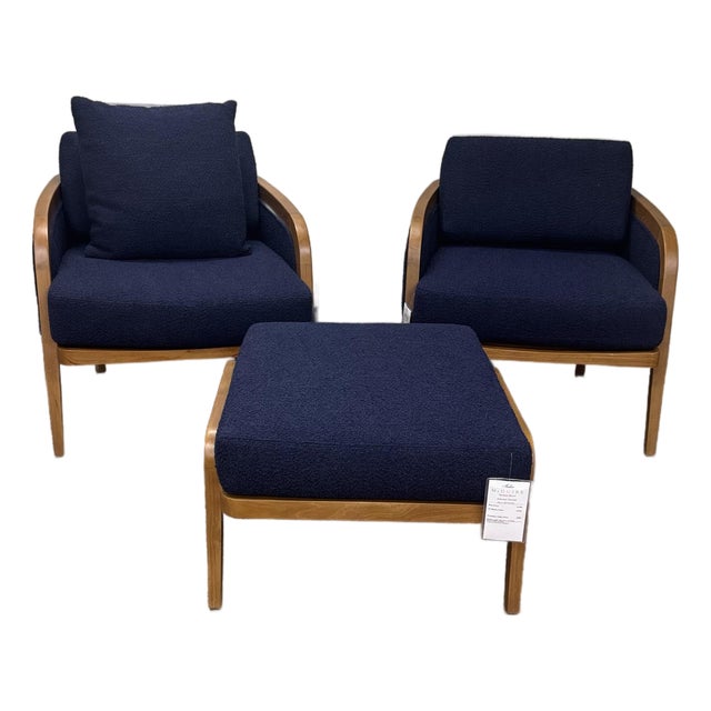 Pair of Baker McGuire Resort Teak Schooner Lounge Chairs With Ottoman For Sale