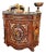 French Louis XVI Brown Commode – Marble Top, Marquetry & Gold Leaf Cabinet For Sale
