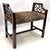 Vintage Fretwork Curved Arm Vanity Stool/ Bench With New Leopard Upholstery For Sale - Image 16 of 18