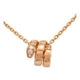 Bvlgari Diamond 18k Rose Gold Serpenti Viper Snake Necklace For Sale