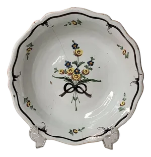 18th Century Earthenware Salad Bowl from Nevers, France