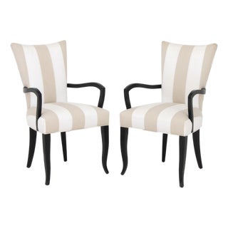 Modern Black Lacquered Armchairs, Pair For Sale