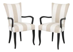 Modern Black Lacquered Armchairs, Pair