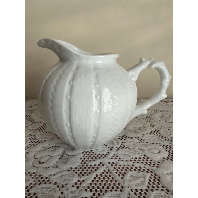 Vintage White Porcelain Paris Royal Coral & Sea Urchin Small Pitcher/Creamer For Sale - Image 4 of 9