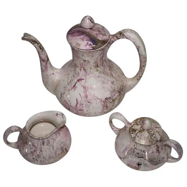 Mid-Century Modern Mid-Century Sascha Brastoff Surf Ballet Pink & Gold Breakfast Set - 15 Pieces For Sale - Image 3 of 5