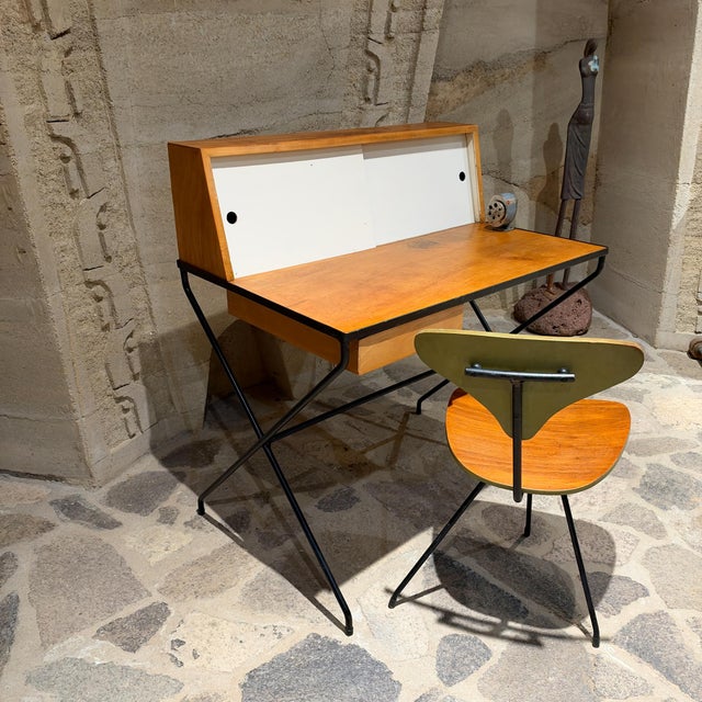 Mid-Century Modern Writing Desk Wrought Iron Wood Arthur Umanoff Elton Company For Sale - Image 12 of 18