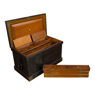 1880s Victorian Mahogany Master Shipwright's Chest For Sale