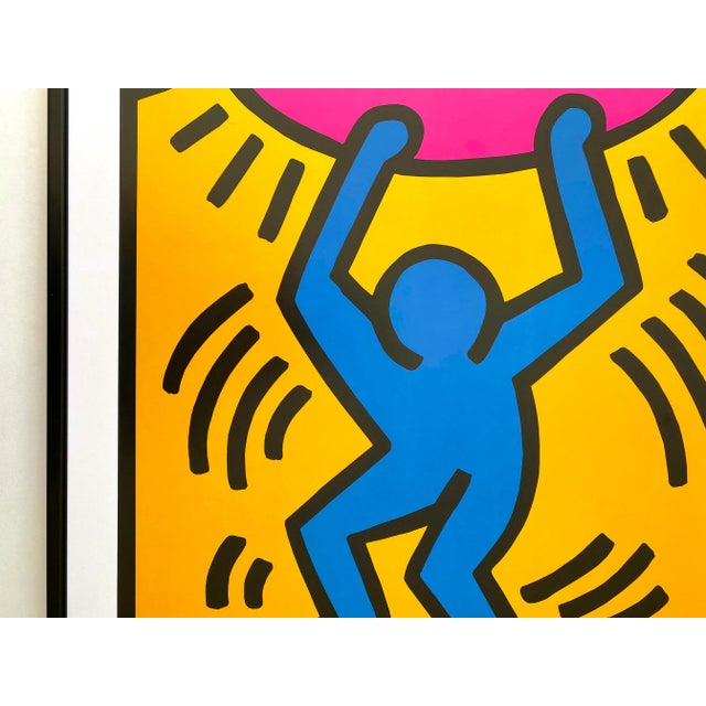 1980s Keith Haring Estate Vintage 1989 Lithograph Print Framed Pop Art Poster " International Youth Year " 1985 For Sale - Image 5 of 13