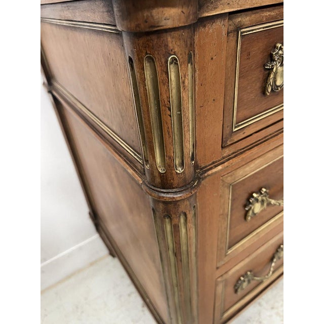 Louis XVI Style Mahogany Chest of Drawers with Grey Veined Marble Top For Sale - Image 3 of 14