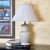 Vintage Ivory Speckled Ceramic Ginger Jar Style Table Lamp With Cream Shade & Wood Base For Sale - Image 16 of 18