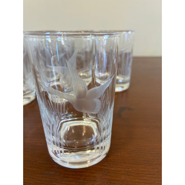 Federal Glass Vintage Federal Glass Etched Waterfowl Juice Glasses – Set of 6 For Sale - Image 4 of 11