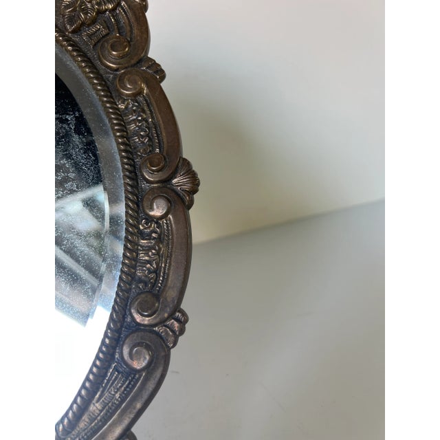 1970s Vintage Ornate Brass Vanity Mirror For Sale - Image 5 of 13