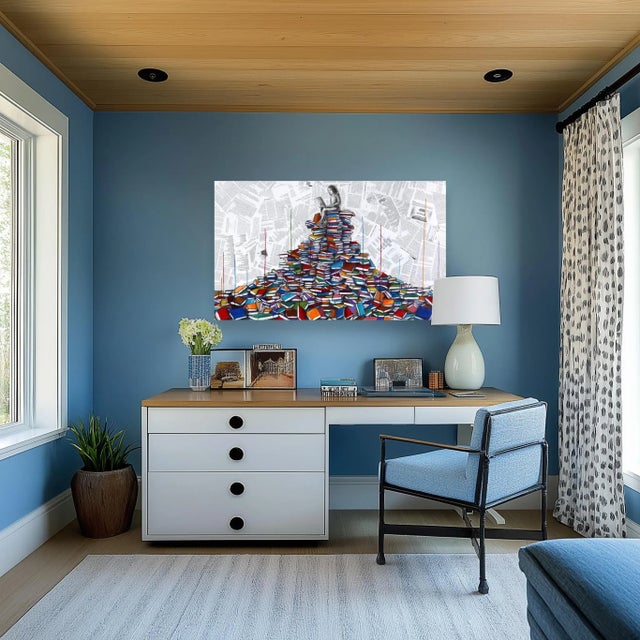 Charcoal Relativity of Knowledge - Vibrant Colorful Mixed Media Surrealist Figurative Original Artwork by Robert Lebsack For Sale - Image 8 of 9