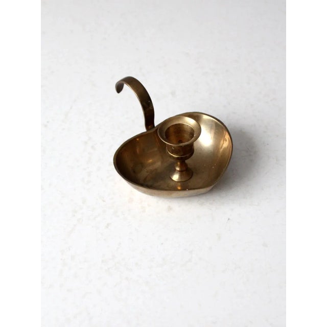 Metal Vintage Brass Heart Shaped Candlestick Holder For Sale - Image 7 of 11