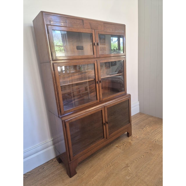 Vintage Art Deco Glazed Mahogany Sectional Bookcase from Minty Oxford, 1930s For Sale - Image 11 of 15