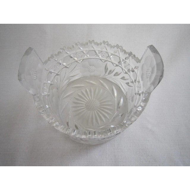Glass 50's Era Polish Cut Crystal Basket For Sale - Image 7 of 7