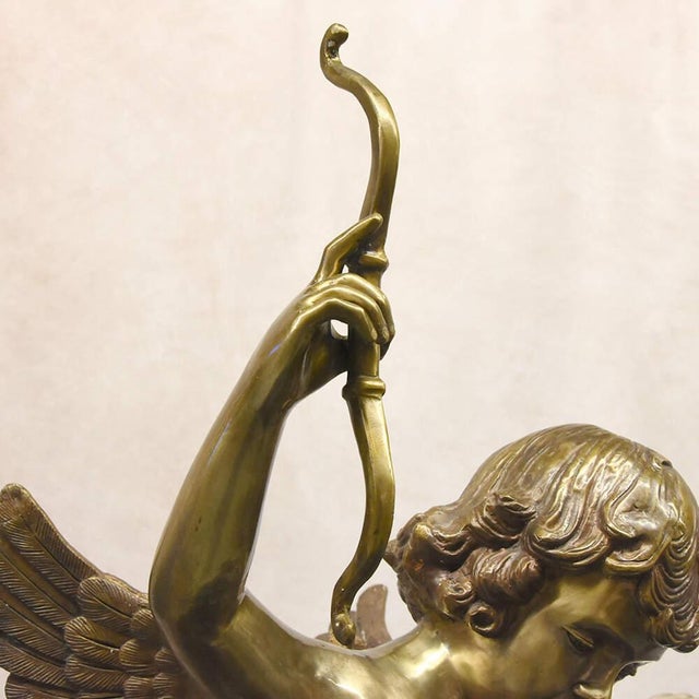 Metal Bronze Balancing Putti Sculpture in the Style of Auguste Moreau on Marble Base For Sale - Image 7 of 8