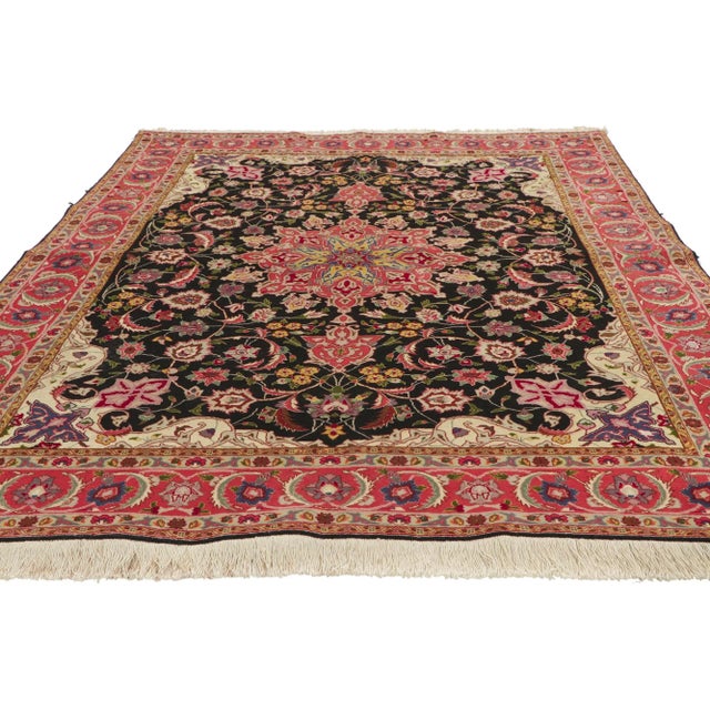 Art Nouveau Vintage Persian Tabriz Rug - 04'10 x 06'04 For Sale - Image 3 of 10