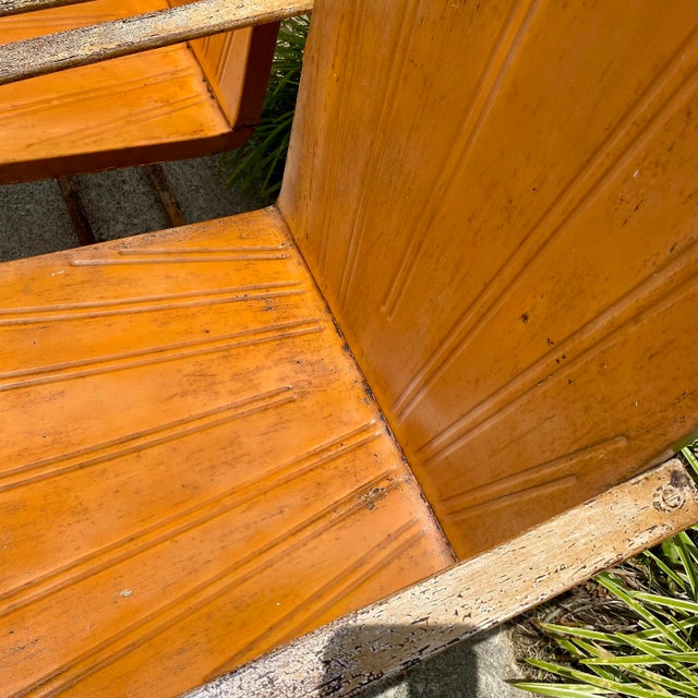 Vintage 1940s Outdoor Metal Lounge Chairs a Pair Cleveland Welding "Restmaster", Pair For Sale - Image 4 of 17