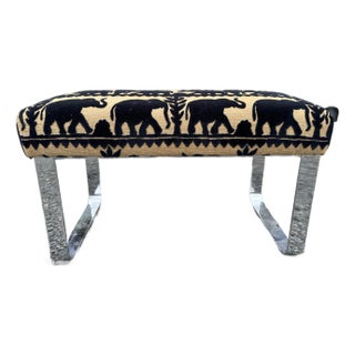 Milo Baughman Style Chrome Steel Frame Bench For Sale