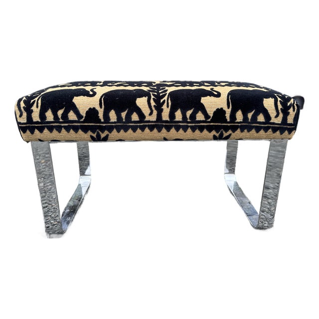 Milo Baughman Style Chrome Steel Frame Bench For Sale