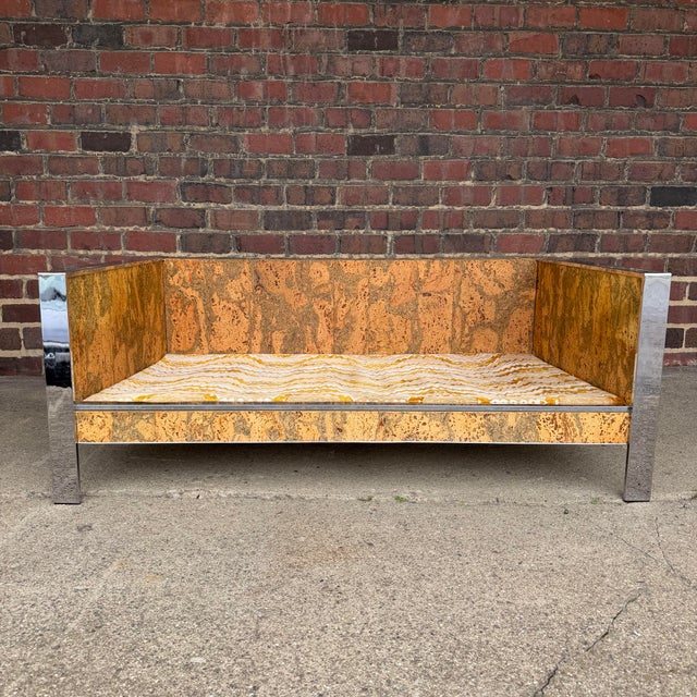 Mid-Century Modern Adrian Pearsall Chrome & Cork Loveseat Sofa for Craft Associates (2 of 2) For Sale - Image 3 of 12