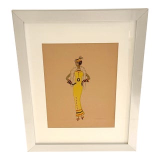 Mid 20th Century Wayne Benter Jung, Fashion Sketch of Josephine Baker, Post WWII For Sale