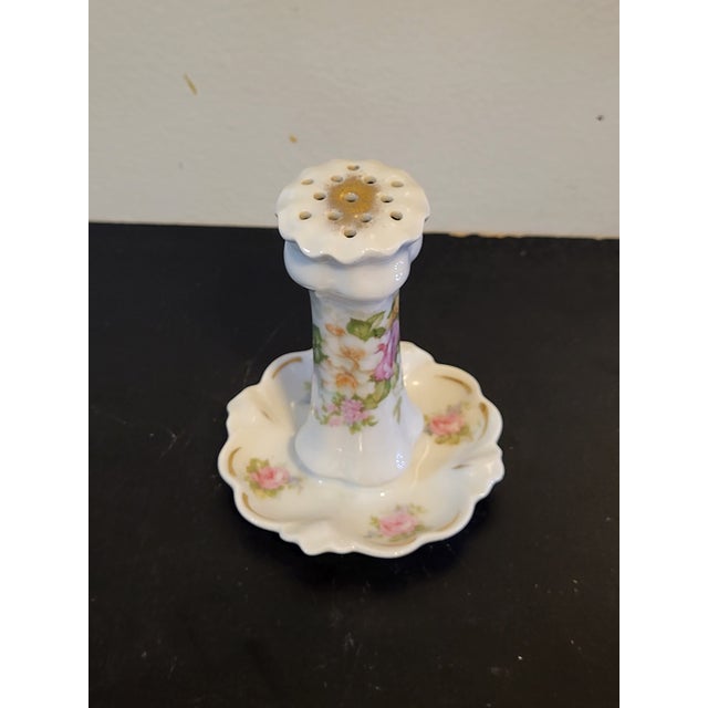 Beautiful handpainted hatpin holder made in Austria. Markers mark is printed on the bottom.