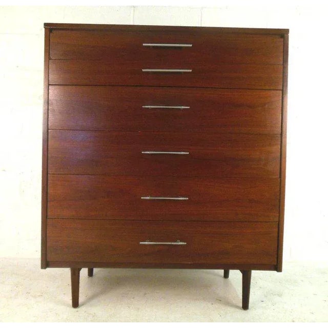 Brown Mid-century Modern Walnut Highboy Dresser For Sale - Image 8 of 8