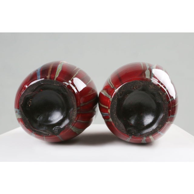 Art Deco Sculptural Glazed Ceramic Vases, Belgium, 1930s, Set of 2 For Sale - Image 11 of 12