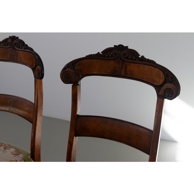 Danish Art Nouveau Chairs with Floral Needlepoint Seats, 1900s, Set of 2 For Sale - Image 4 of 18