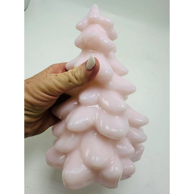 1960s Vintage Pink Art Glass Christmas Tree For Sale - Image 5 of 9