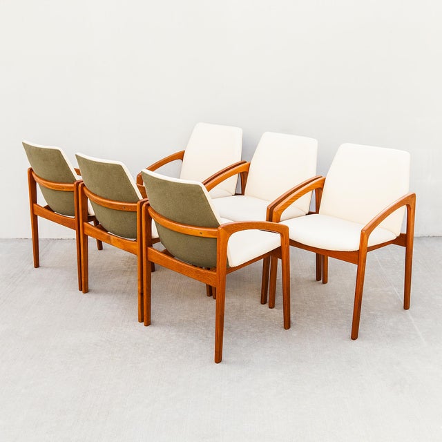 Mid-Century Modern Restored 1970s Danish Modern Henning Kjaernulf Dining Chairs in Teak and Leather For Sale - Image 3 of 13