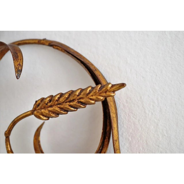 Italian Gilt Tole Wall Sconces with Wheat Sheaf, 1950s, Set of 5 For Sale - Image 15 of 18