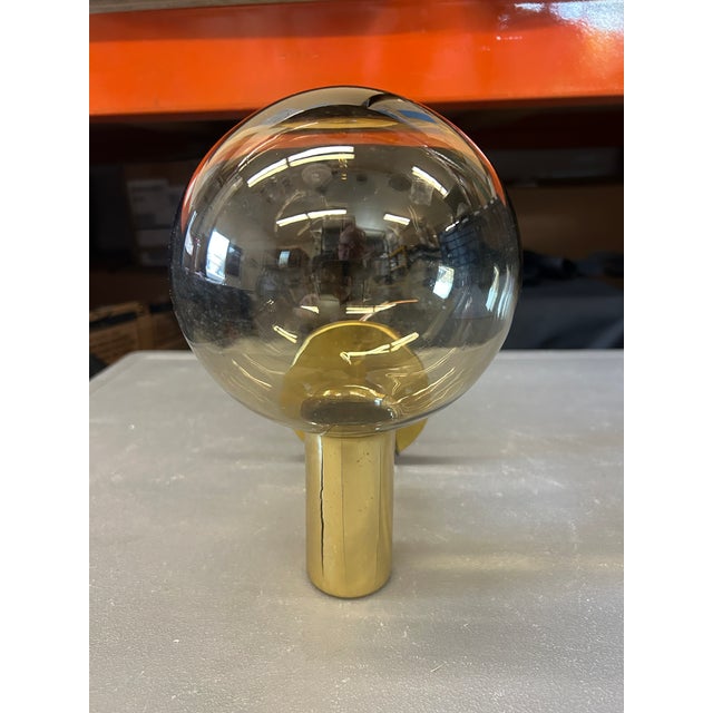 1960s Hans Agne Jakobsson #V149 Glass & Brass Wall Lamp for Markaryd For Sale - Image 14 of 16