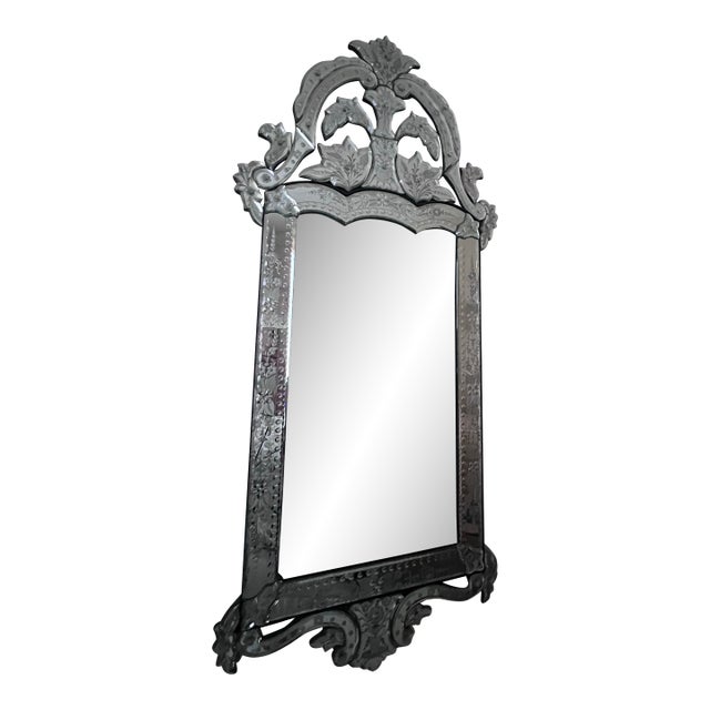 Antique Venetian Etched Glass Mirror For Sale
