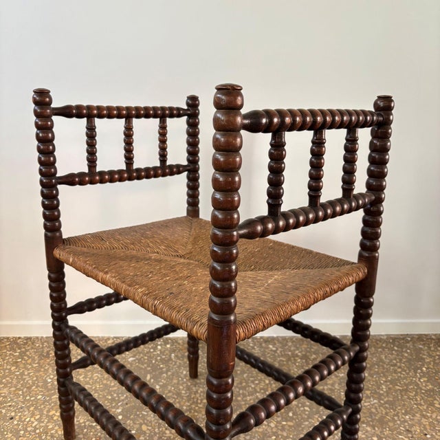 Small Vintage Bobbin Wooden Stool, 1930s For Sale - Image 3 of 9