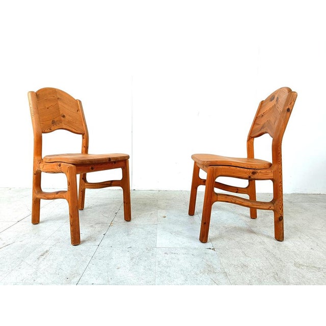 Brown Vintage Pinewood Dining Chairs, 1970s, Set of 6 For Sale - Image 8 of 10