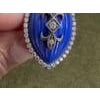 Art Deco Miriam Salat Navy Blue Resin, Sterling Silver & White Topaz Ring, Size 7 For Sale - Image 3 of 6