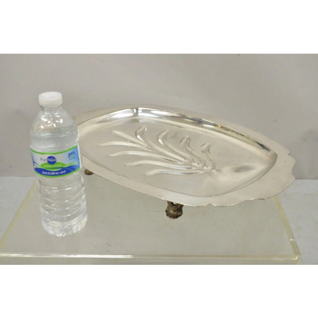 Vintage Regency Style Silver Plated 18" Footed Meat Tray Cutlery Platter. Item listed is raised on feet, meat cutting...