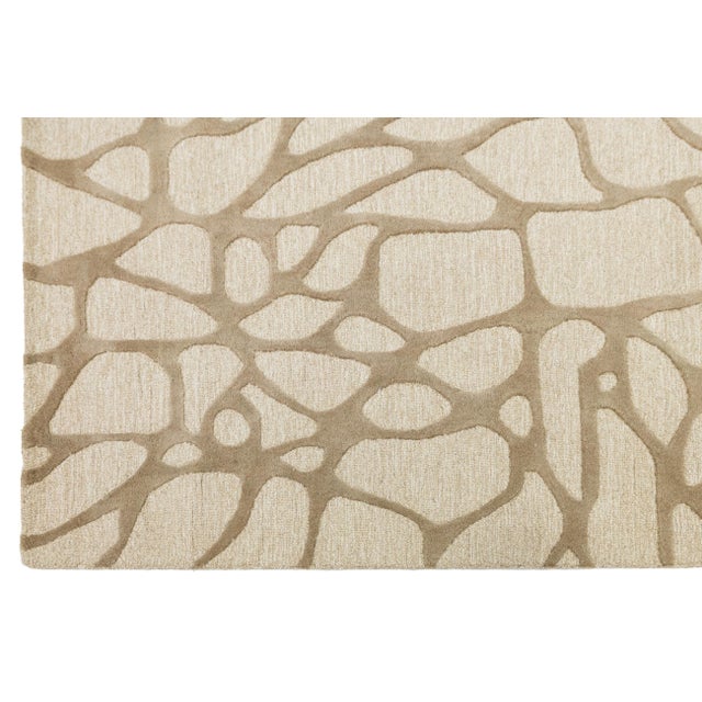 Cream 8x10 Organic Hand-Tufted Wool Area Rug - Sand & Cream Modern Abstract For Sale - Image 8 of 10