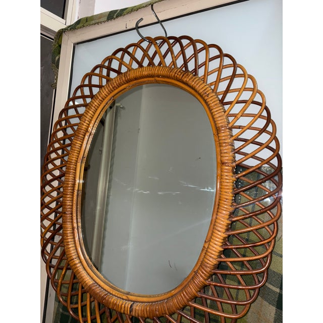 Vintage Wicker Mirror, 1950 For Sale - Image 9 of 12