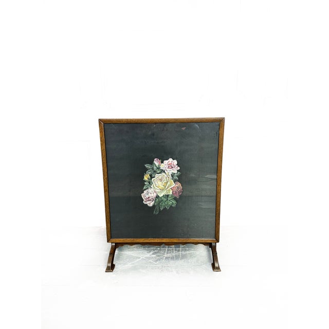 Antique Victorian Metamorphic Mahogany Fire Screen Table with Hand Painted Floral, 1890s For Sale - Image 11 of 11