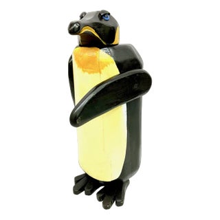 Large Vintage Carved Wooden Penguin Sculpture, 1970s For Sale